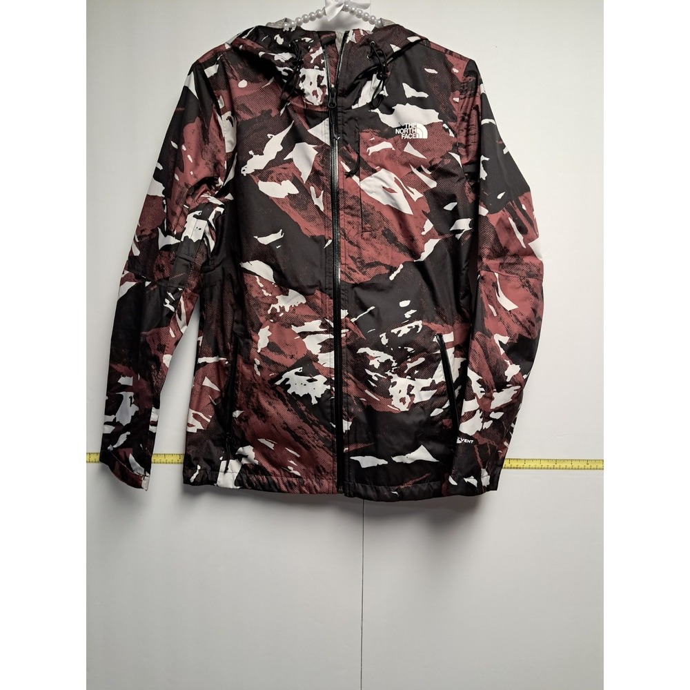Womens North Face Hooded Rain/Wind Jacket-Black/Red Camo-size‎ Small